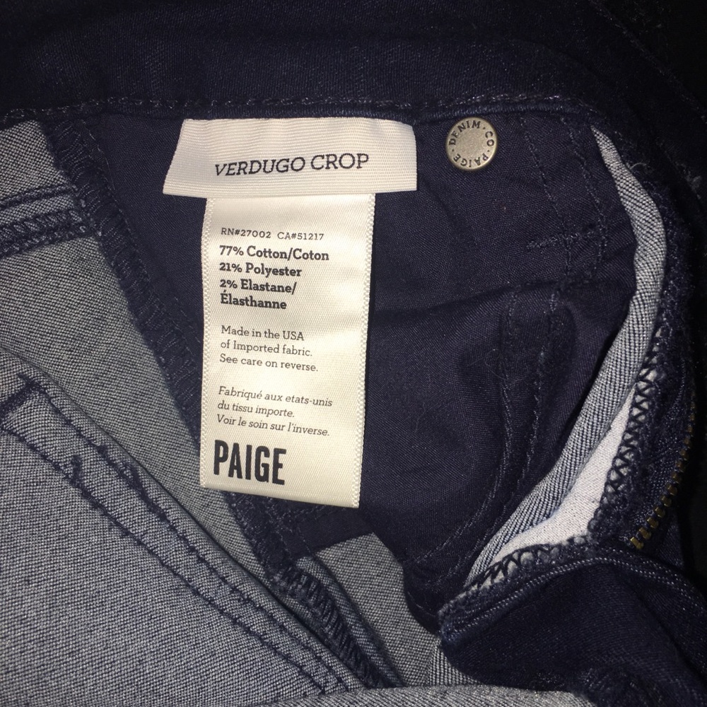 Paige verdugo crop jeans size 25